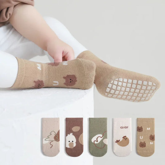 Set de 5 pares de calcetines antideslizantes para niños