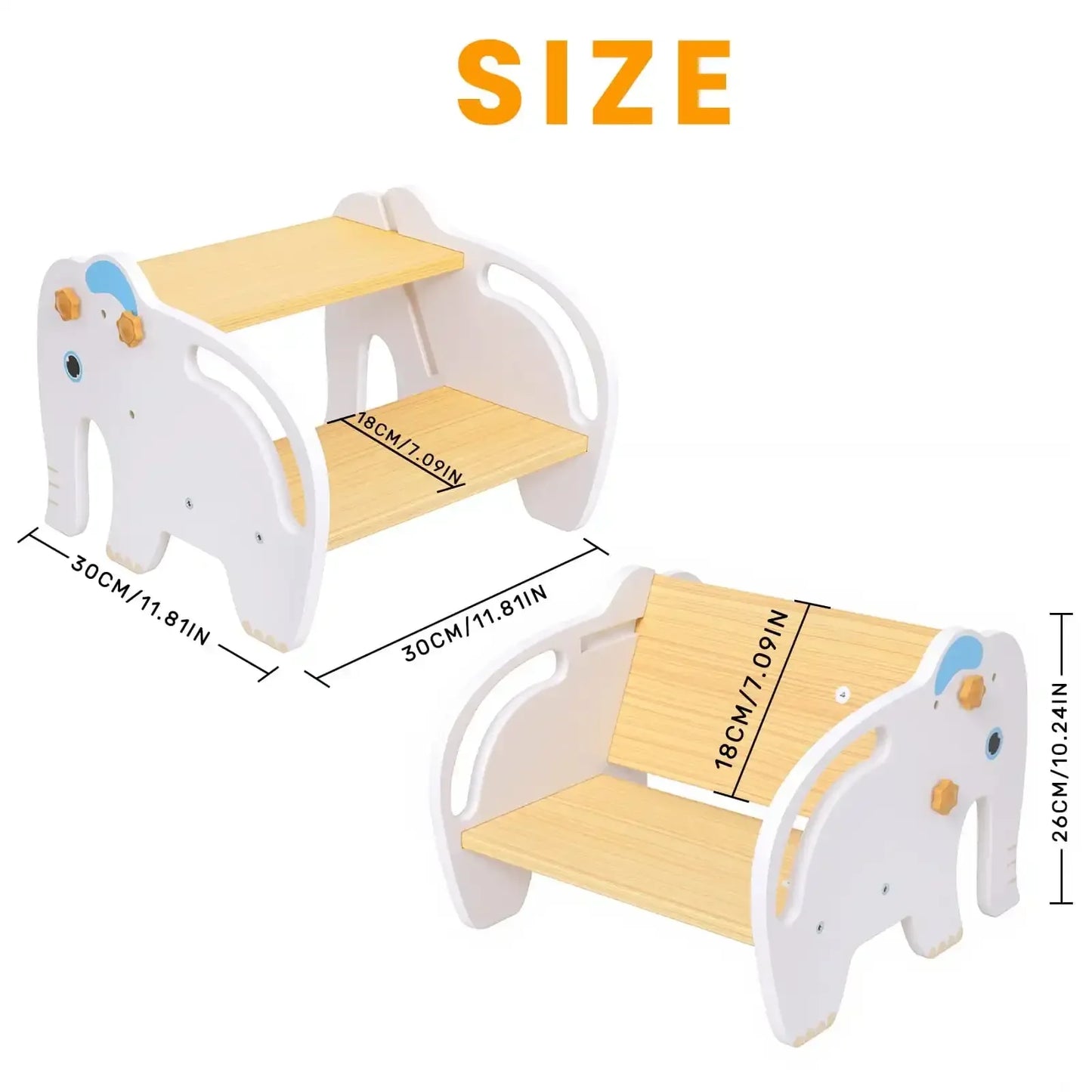 Sgabello e Sedia in Legno 2-in-1 per Bambini