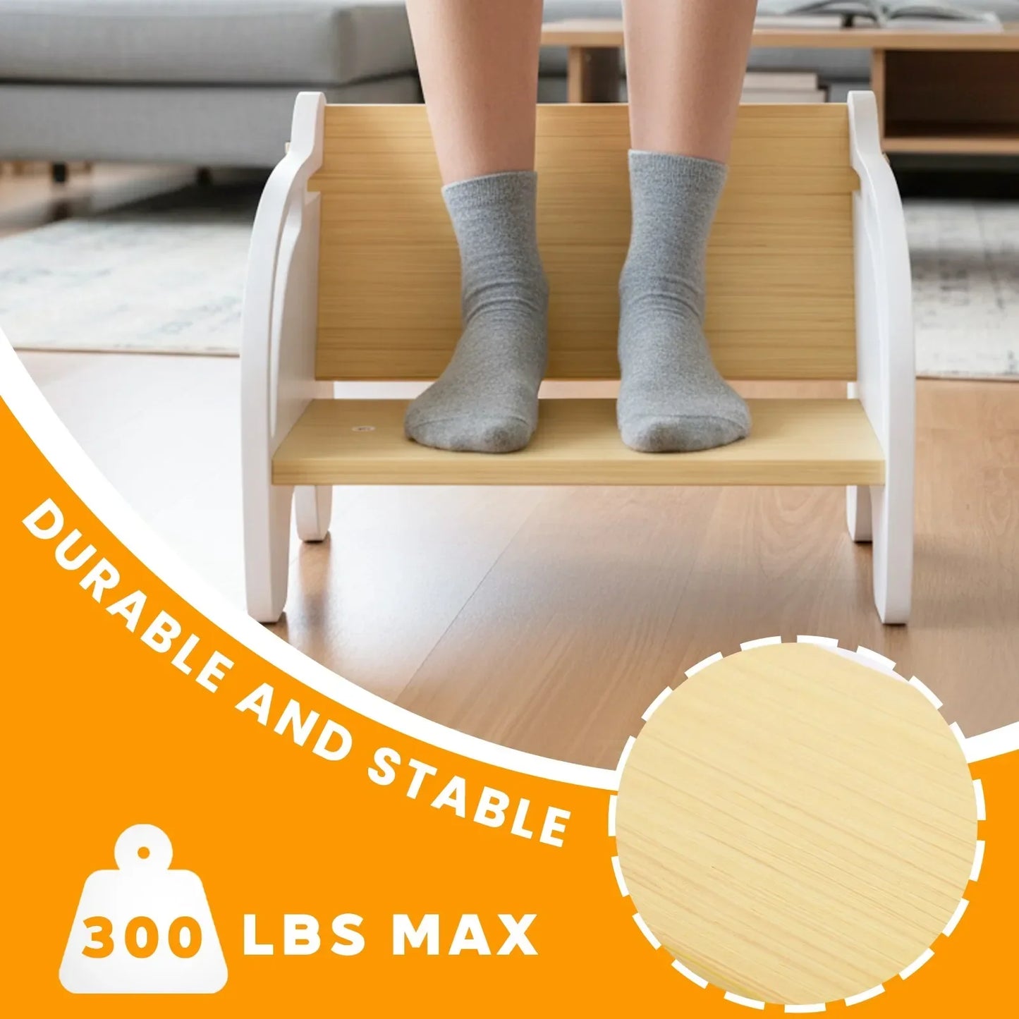 Sgabello e Sedia in Legno 2-in-1 per Bambini