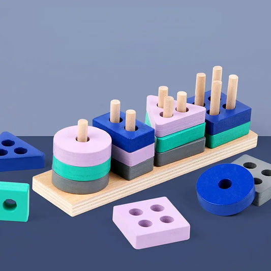 Mini bloques de construcción apilan formas para niños Montessori