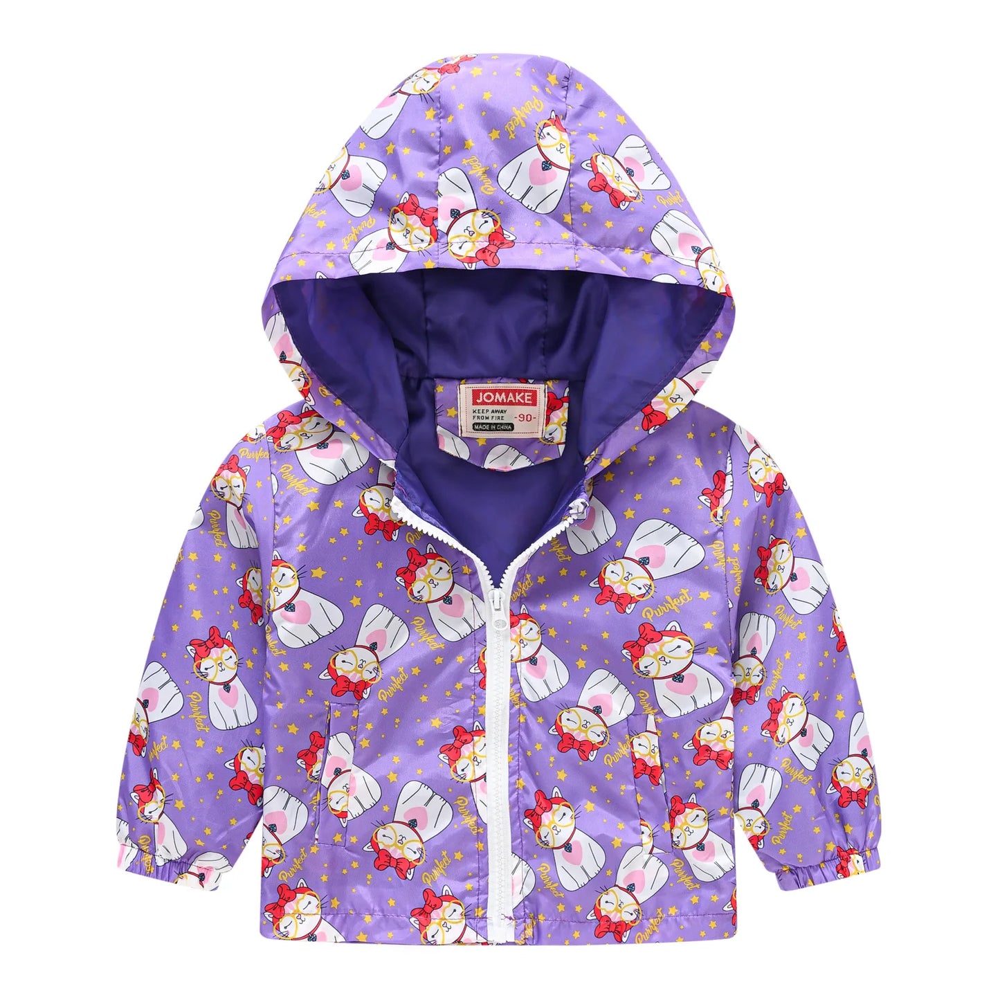 Veste coupe-vent imperméable multivariante avec capuche et fermeture éclair pour enfants