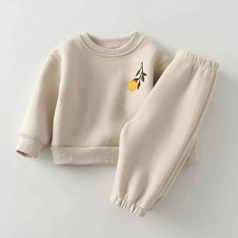 Multivariant children's embroidered fleece tracksuit set