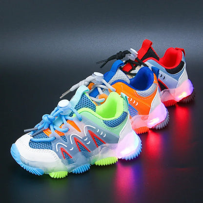 Chaussures de course respirantes avec LED pour enfants Multivariant