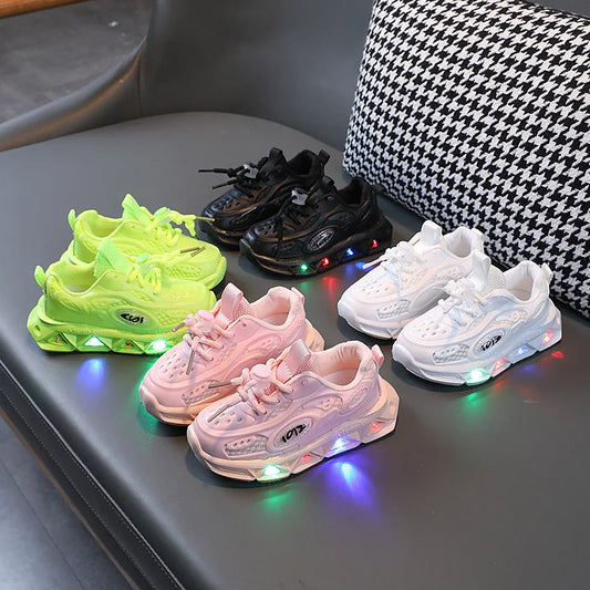 Scarpe Sneakers Traspiranti con LED Multicolore per Bambini