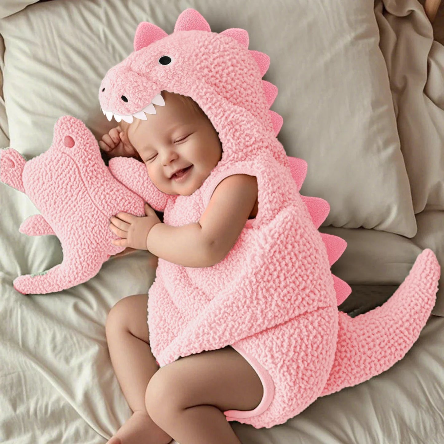 Costume Pagliaccetto Dinosauro per Bebè – 0–18 Mesi