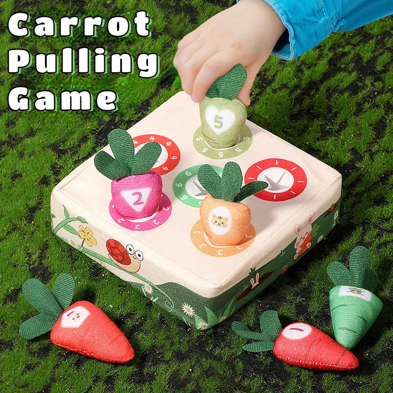 Collectons des carottes, jeu doux Montessori pour enfants