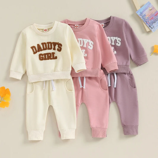 Multi-variant Daddy's Girl children's cotton tracksuit set