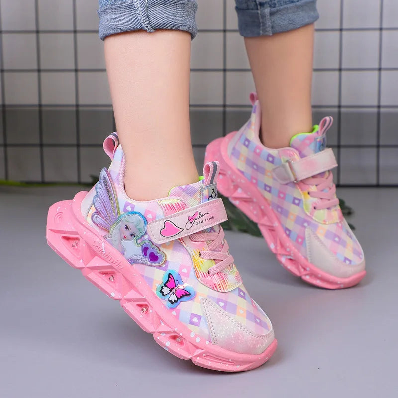 Scarpe Sneakers Traspiranti con LED Cartoon per Bambini