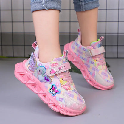 Scarpe Sneakers Traspiranti con LED Cartoon per Bambini