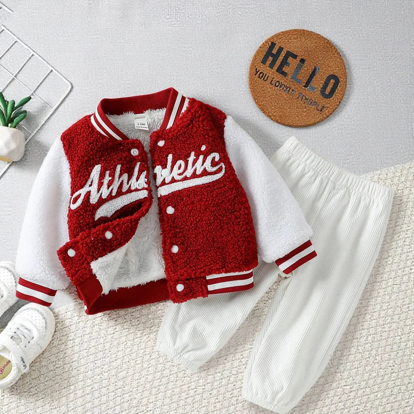Set Giacca in Peluche e Pantaloni da Bambina – 3 Mesi–3 Anni
