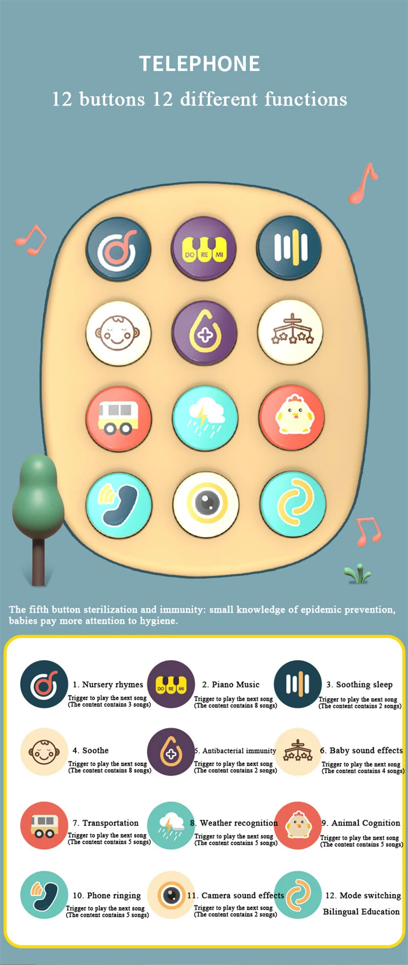 Jeu de téléphone musical chat multivariant Montessori