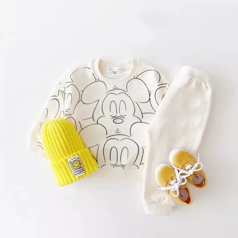 Ensemble 2 pièces sweat-shirt et pantalon de dessin animé pour enfants Multivariant