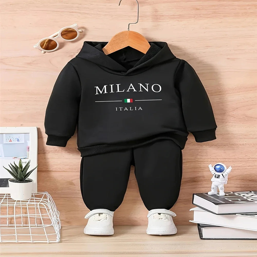 Set Felpa con Cappuccio in Pile da Bambino – 6 Mesi–3 Anni