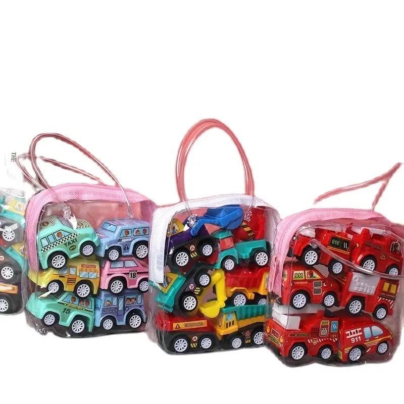 Set of 6 toy vehicles with multi-variant children's bag