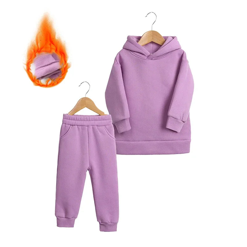 Conjunto de fato de treino de 2 peças com sweatshirt e calças em algodão quente