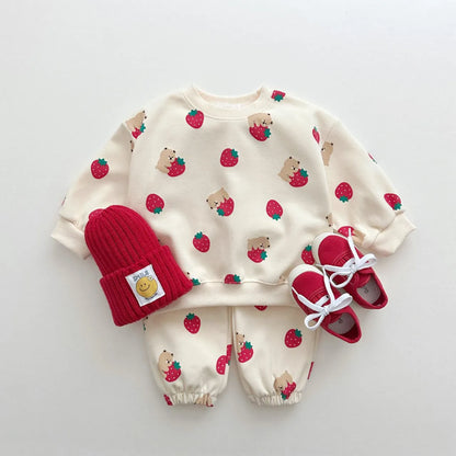 Ensemble survêtement en coton fraises enfant