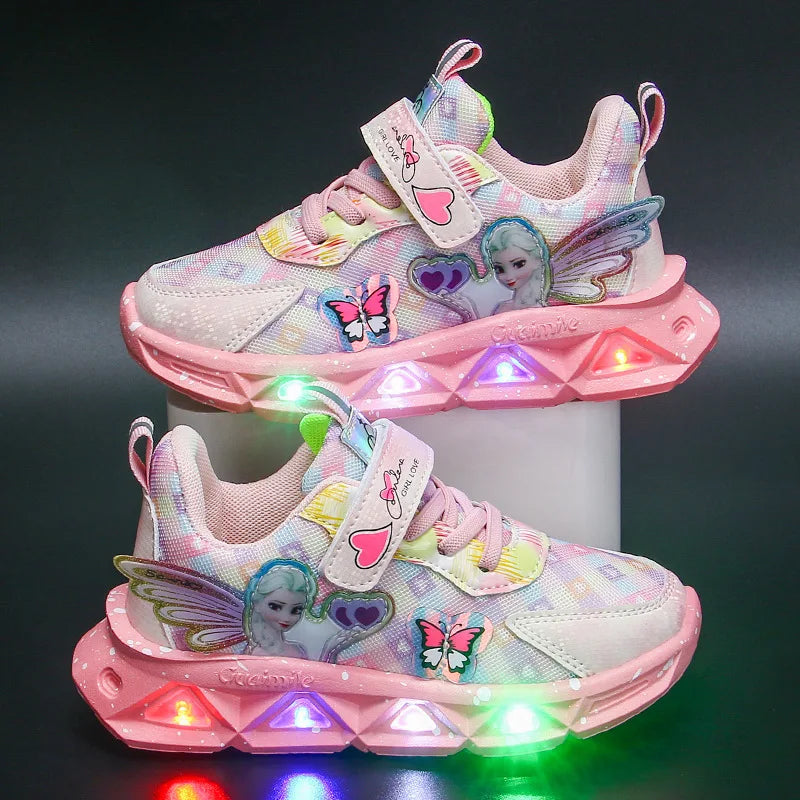 Scarpe Sneakers Traspiranti con LED Cartoon per Bambini