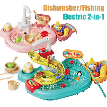 Gioco 2-1 Pesca in Piscina & lava i piatti! con suoni e luci per bambini multivariante