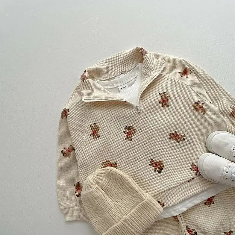 Ensemble de survêtement 2 pièces sweat-shirt et pantalon pour enfant avec ours en peluche