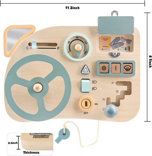 Tableta sensorial Montessori con volante de madera para niños