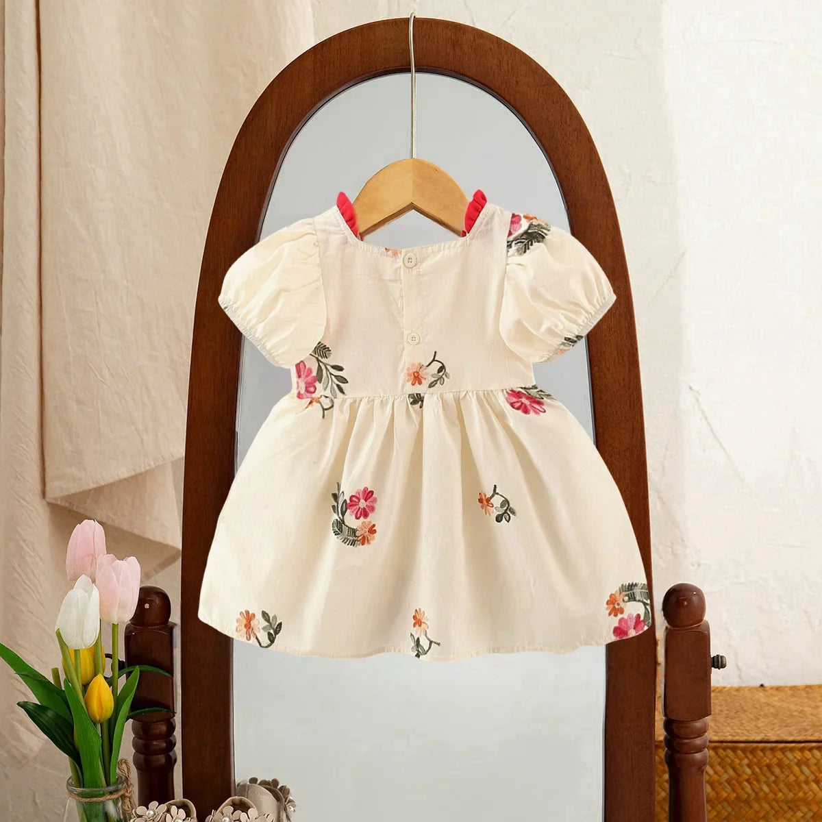 Abito Principessa da Neonata con Ricami Floreali