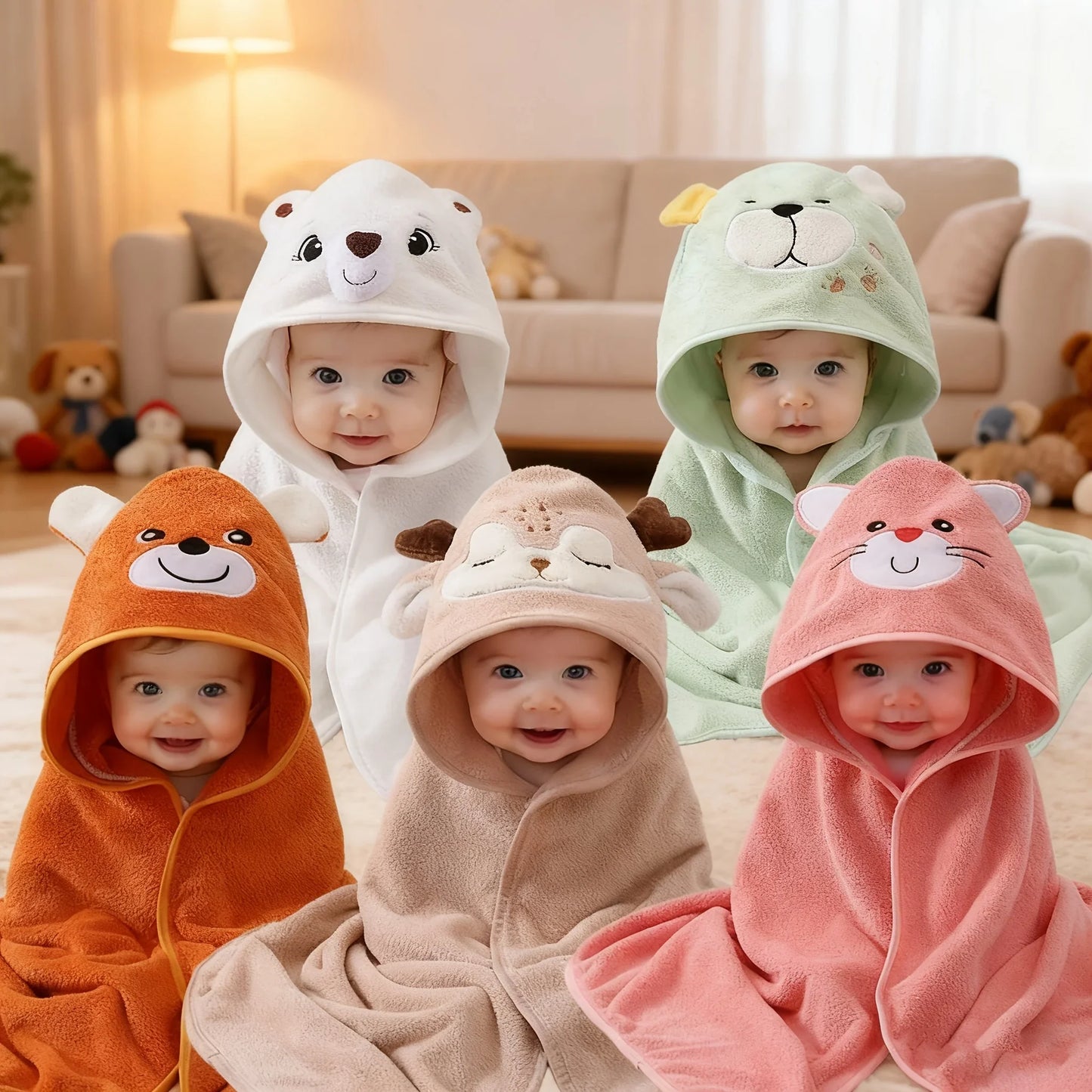 Asciugamano con Cappuccio Animale per Bebè – Neonato