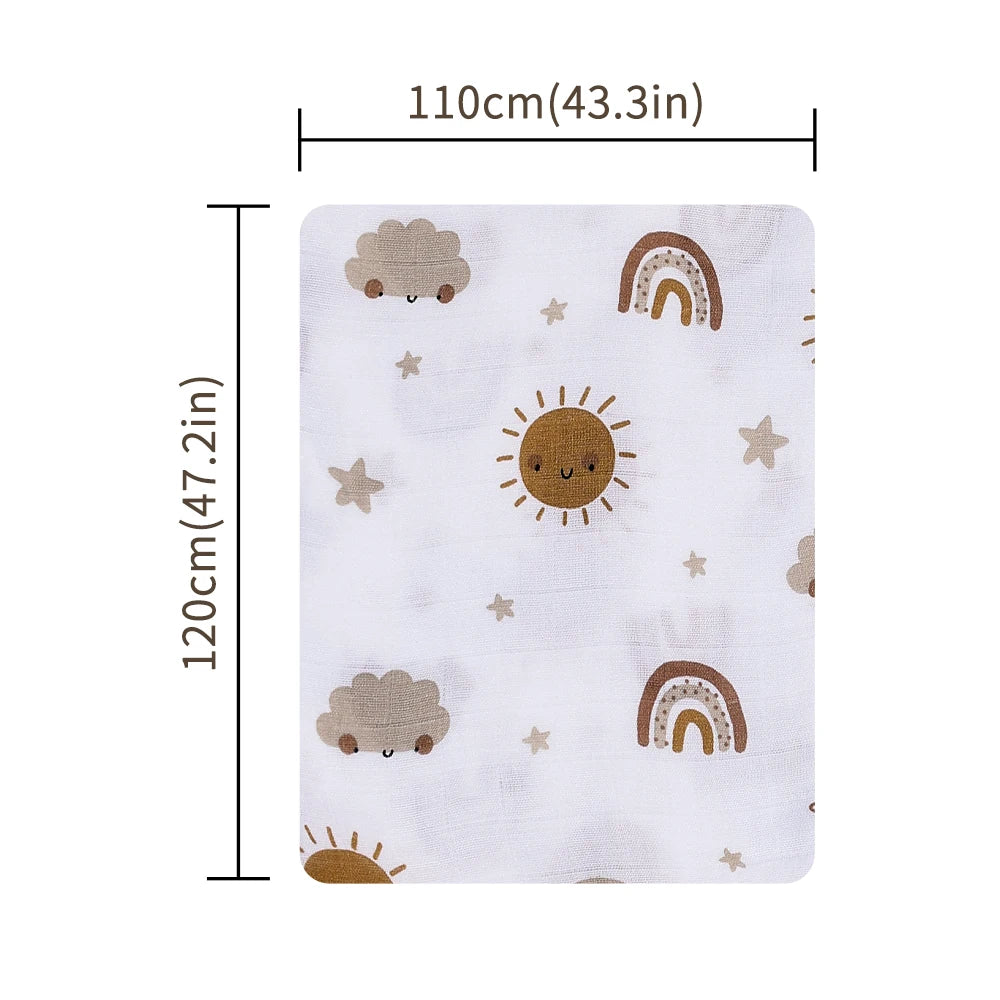 Serviette d'emmaillotage polyvalente en Mousseline de Coton et Bambou 120x110