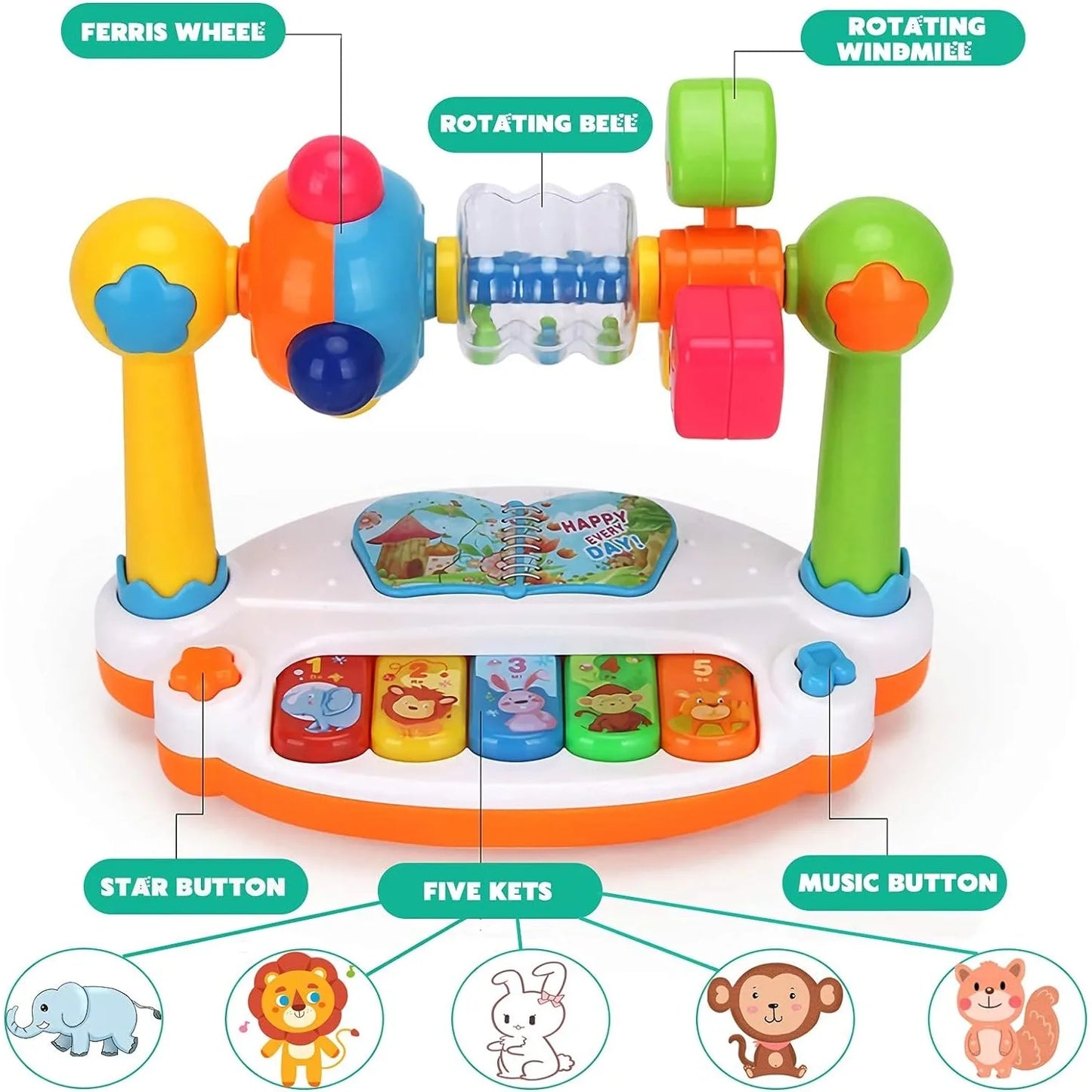 Tastiera Musicale Giocattolo 4 in 1 per Bambini4 in 1