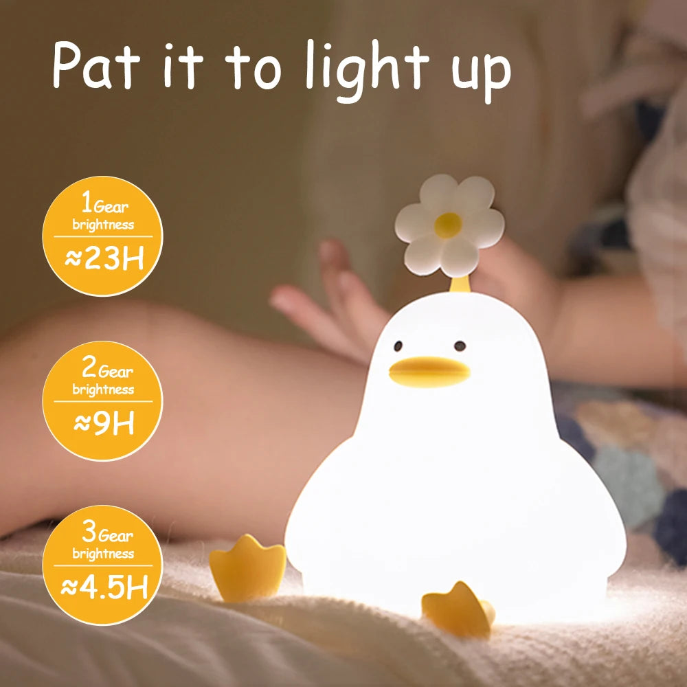 LED Night Light Duck Silicone Lamp for Children