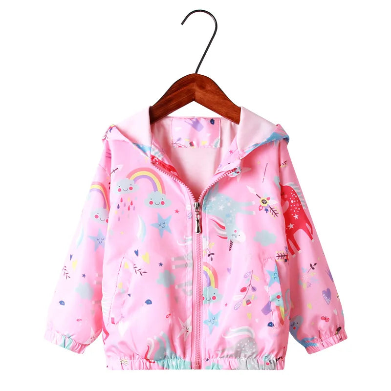 Giacca con Cappuccio Unicorno Arcobaleno da Bambina – 2–8 Anni
