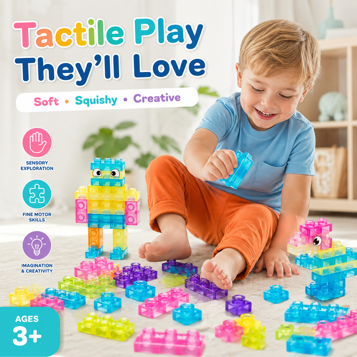 Set 40 Blocchi Sensoriali Squishy – Per Bambini Piccoli