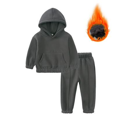 Conjunto de fato de treino de 2 peças com sweatshirt e calças em algodão quente