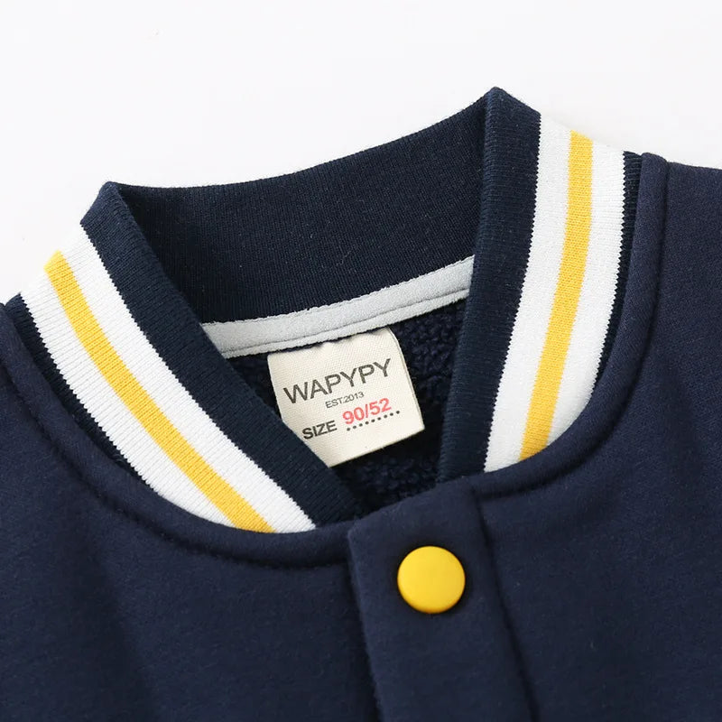 Giacca Da Baseball Per Bambini 9 Mesi-5 Anni, Stile College Vintage, Felpata, Con Bottoni A Pressione, Per Primavera E Autunno