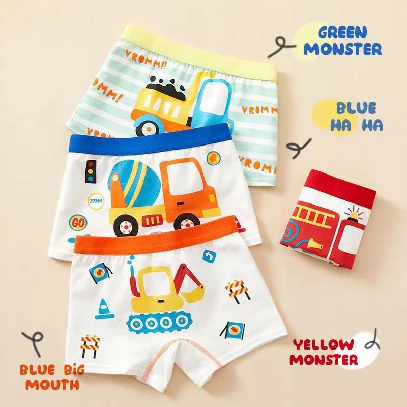 Set 4 Boxer con Veicoli da Bambino – 2–11 Anni