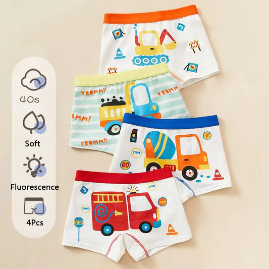 Set 4 Boxer con Veicoli da Bambino – 2–11 Anni
