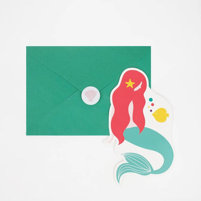 Set mit 8 Mermaid Party Einladungskarten