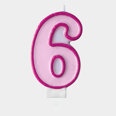 Candelina Numero 6 Pink da 7 cm