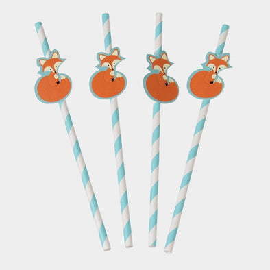 Set of 4 Straws The Fox Party