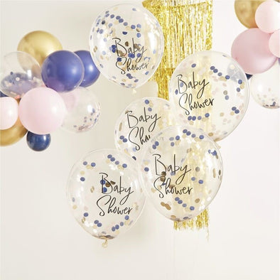 Set da 5 Palloncini Navy Pink and Gold Confetti | GINGER RAY | RocketBaby.it
