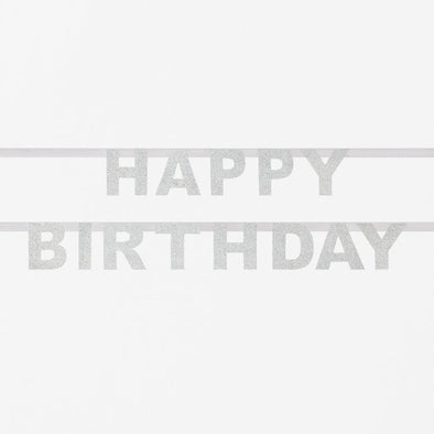 Striscione Glitter Happy Birthday Silver | MY LITTLE DAY | RocketBaby.it