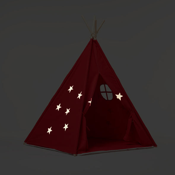 Set Tenda Luminosa Tipi Red with Stars e Tappeto