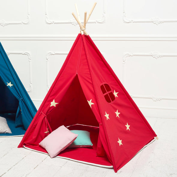 Set Tenda Luminosa Tipi Red with Stars e Tappeto