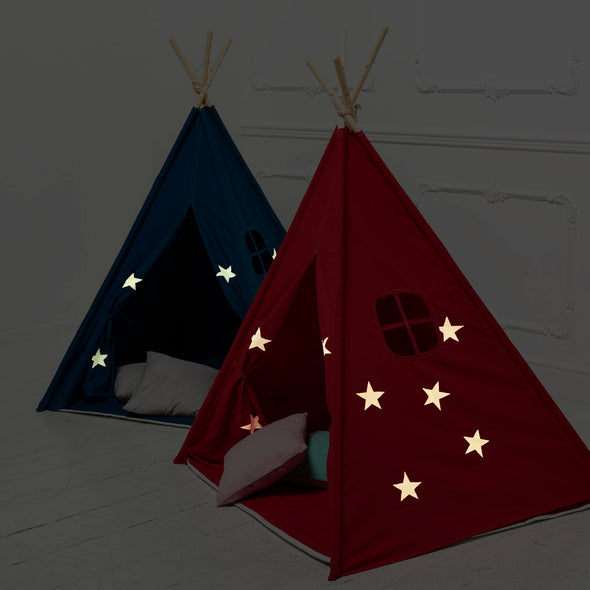 Set Tenda Luminosa Tipi Red with Stars e Tappeto