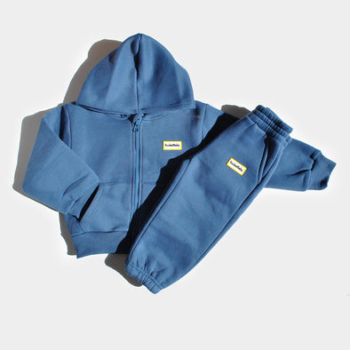 Ensemble de costume pour bébé avec zip et capuche bleue