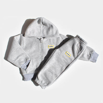 Ensemble de costume pour bébé avec zip et capuche grise