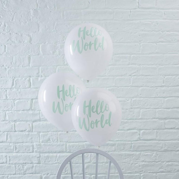 10 Palloncini Mint Hello World | GINGER RAY | RocketBaby.it