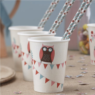 8 Bicchieri di Carta Patchwork Owl | GINGER RAY | RocketBaby.it